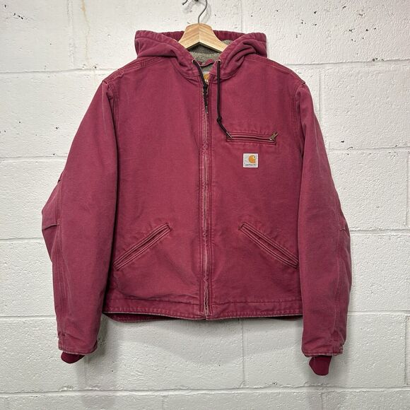 Carhartt Sherpa-Lined Hooded Detroit Jacket “Merlot Pink"